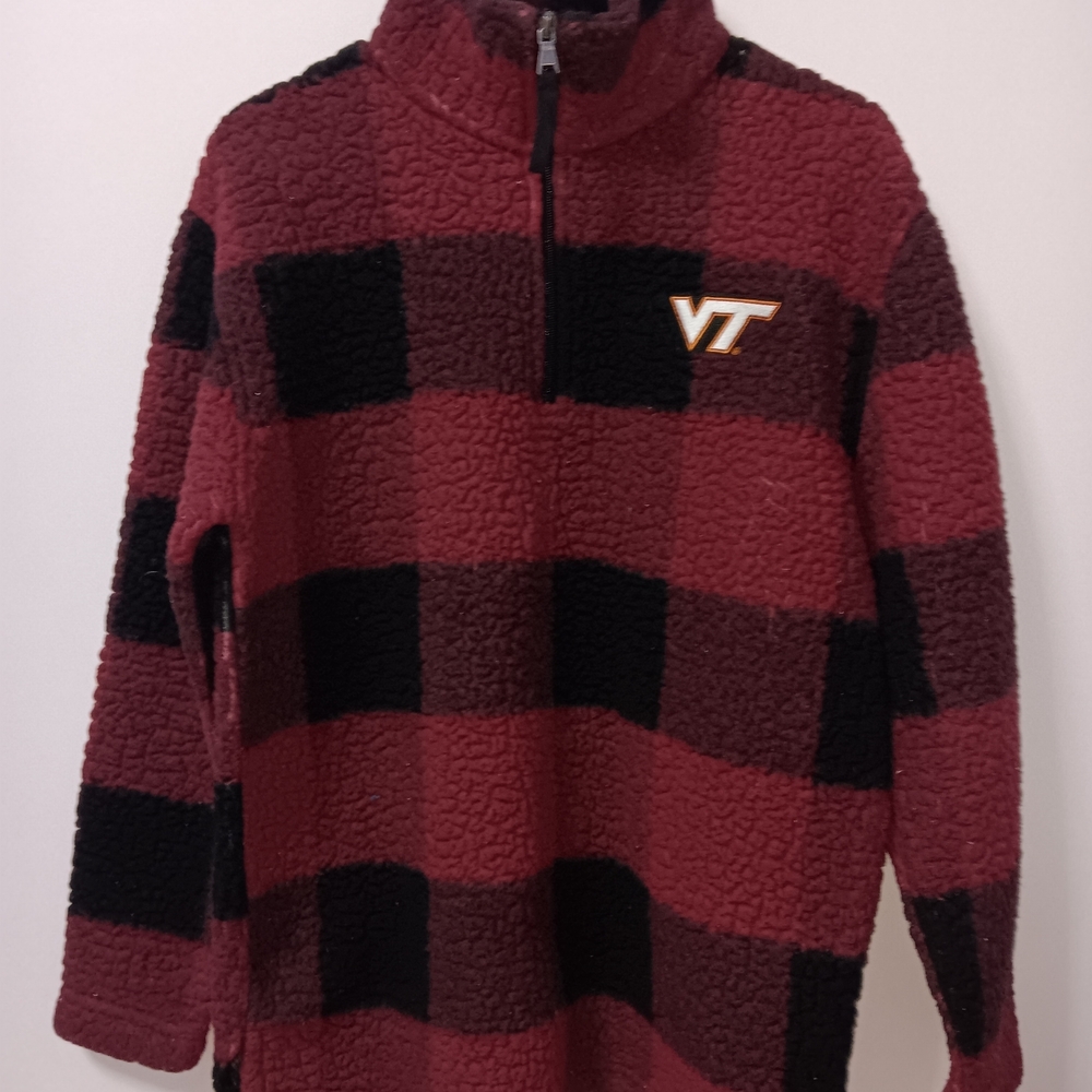 Men's Plaid Zip-Up Sweater - Maroon and Black
